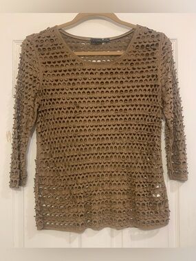 Tribal Women’s Brown Laser Cut 3/4 Sleeve XL Blouse.           3261